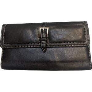 Buxton Black Leather Wallet with Buckle